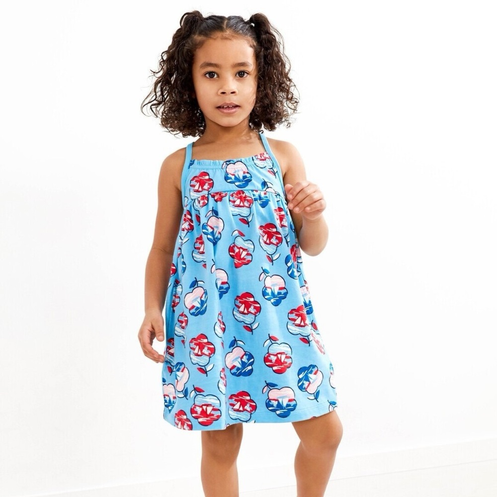 Hanna Andersson Sailboat Soft Knit Dress in Map Blue with Pockets / Size 130 (8)